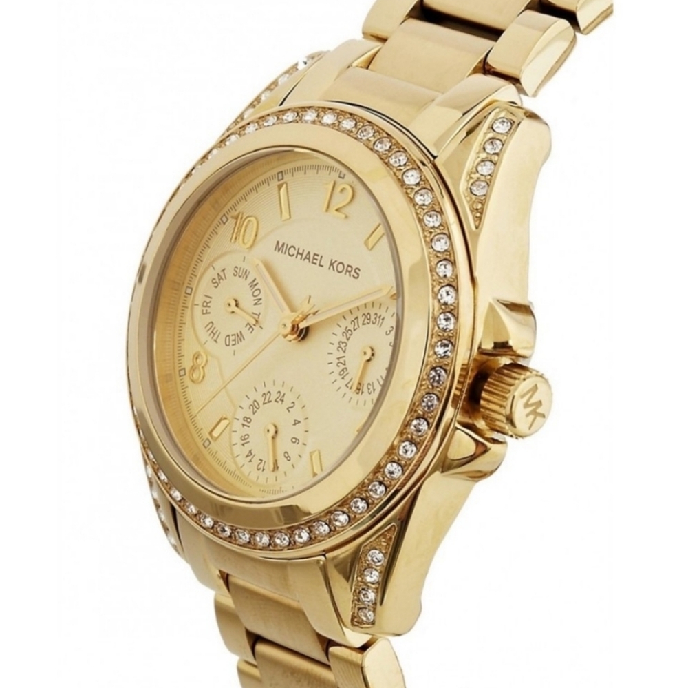 Michael Kors Watch, Gold-Plated "Blair",‎ Rhinestones, Quartz, Stainless, NEW! - Picture 3 of 8